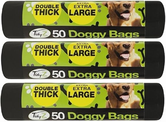 Tidyz Extra Large Super Strong Doggy 150 bags (3 x 50), Black